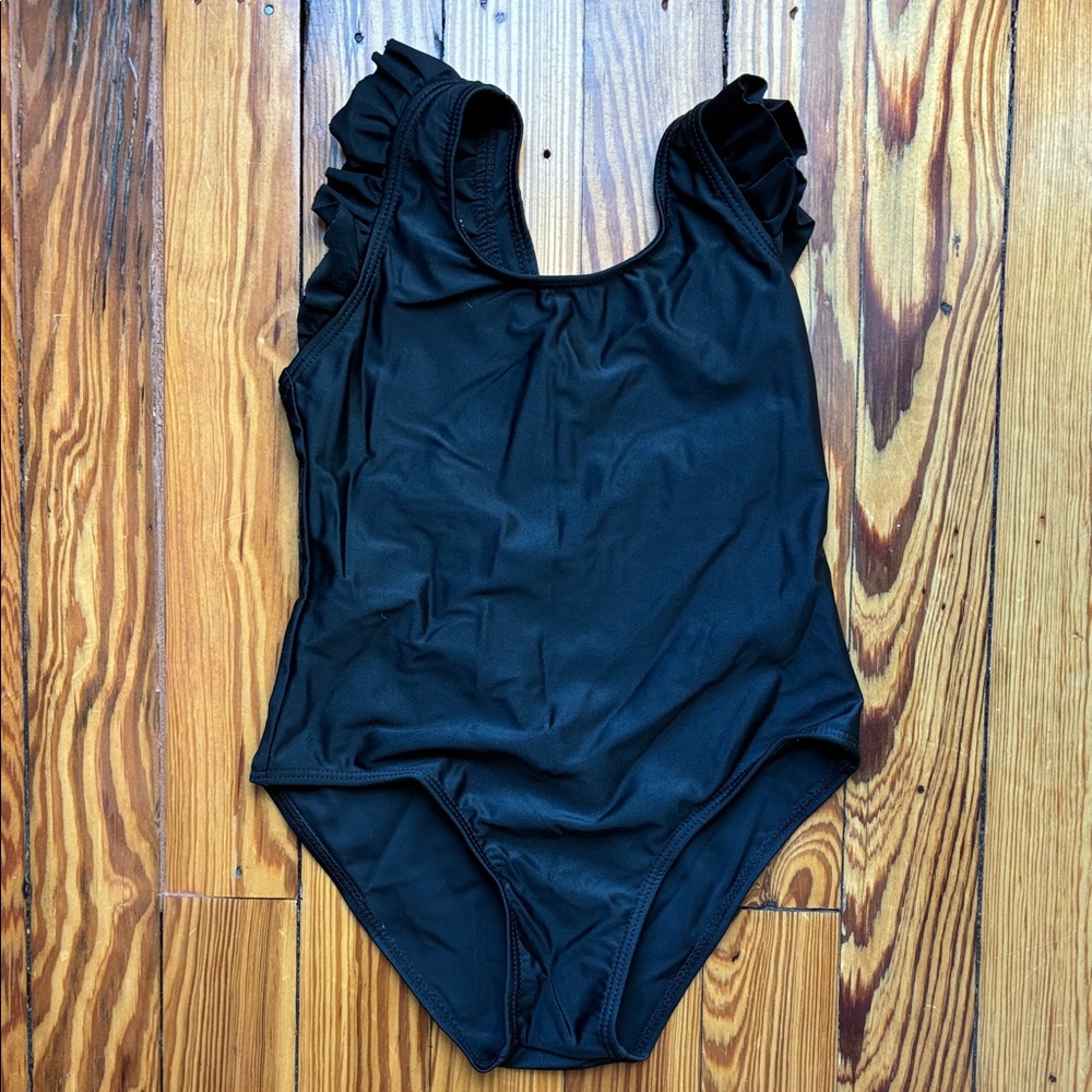 Black Ruffled Kids Swimsuit